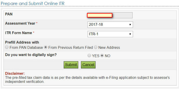 online ITR-1