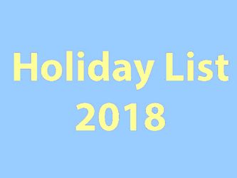 central government holiday list 2018
