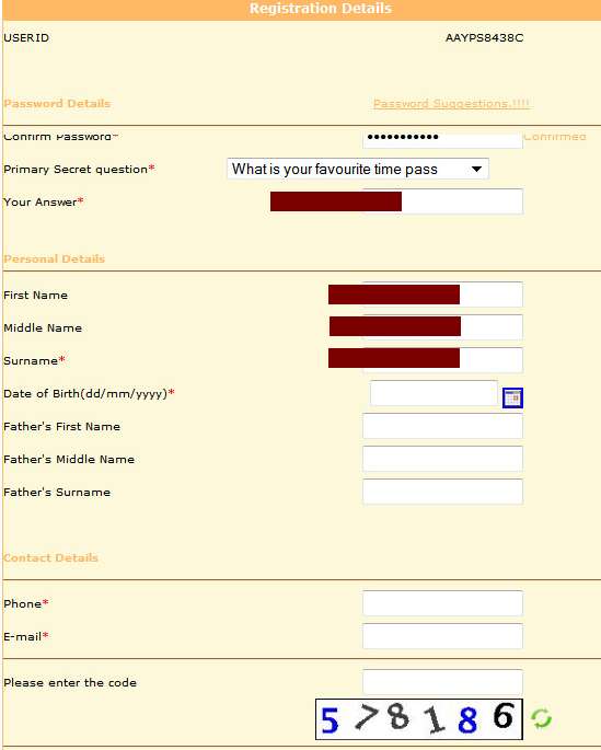 online registration process for PAN