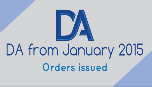 Dearness Allowance from 1st January 2015 orders issued