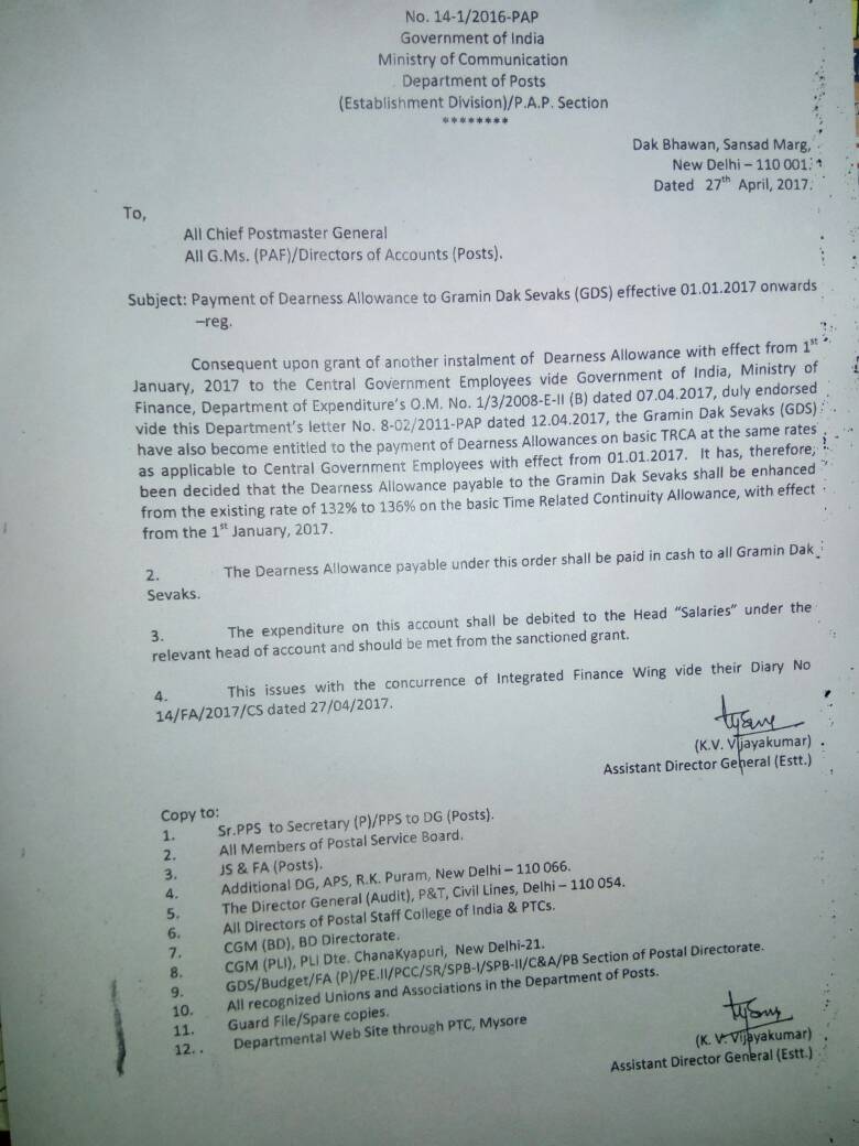 Gramin dak sevaks revised da