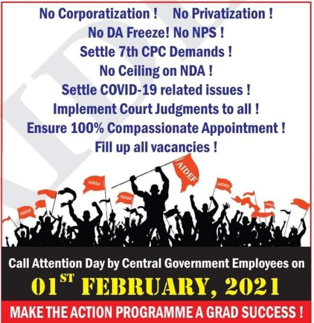 To observe Call Attention day by CG Employees on the day of presentation of Central Budget 2021 on 01/02/2021 - AIDEF
