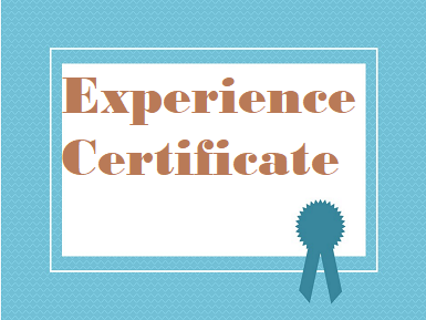 Experience Certificate Performa produced by Candidates for claiming experience