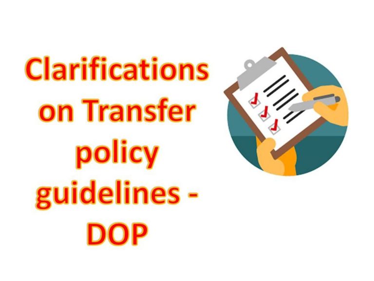 Transfer Policy Guidelines dated 17.01.2019 – DOP Clarification