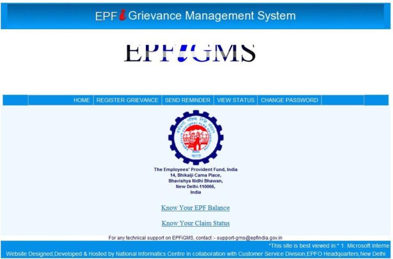 Online Grievance Handling System for EPF Employees: EPFO