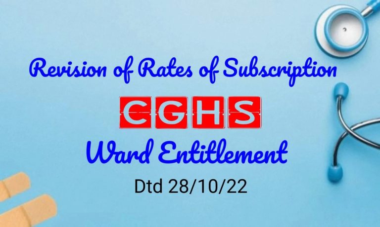 Entitlement of wards in private hospitals empanelled under CGHS as per 7th CPC – Revision by MoHFW w.e.f. 28.10.2022
