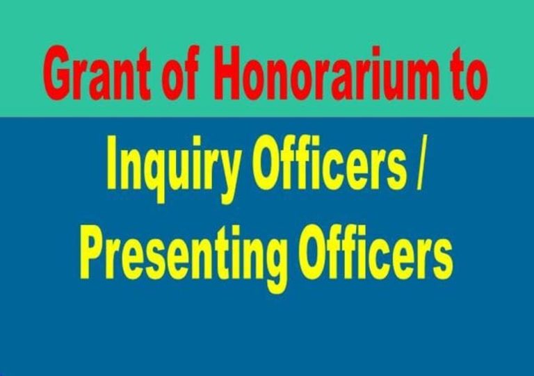 Grant of Honorarium to Inquiry Officer/Presenting Officer in the departmental inquiries – clarification: CGDA