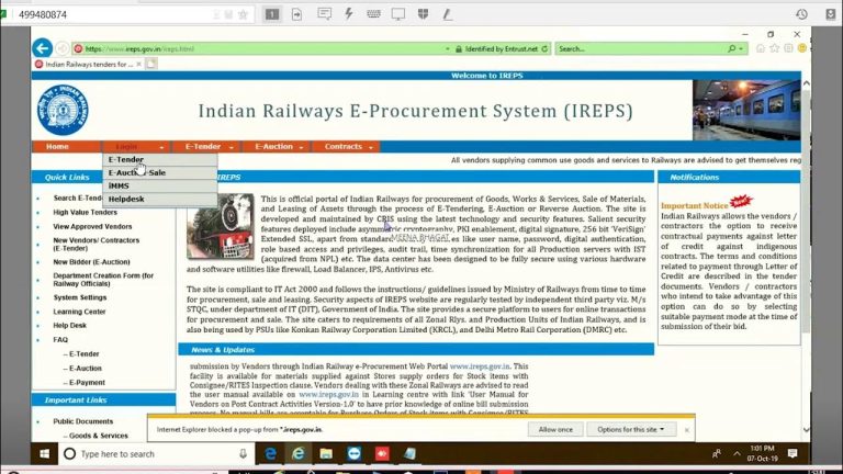Implementation of e-tendering in Works Contracts on Indian Railways through IREPS