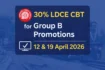 30% LDCE CBT for Group B Railways on 12 & 19 April 2026