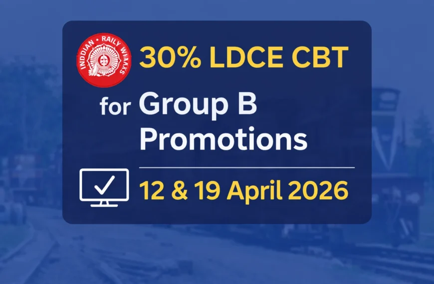 30% LDCE CBT for Group B Railways on 12 & 19 April 2026