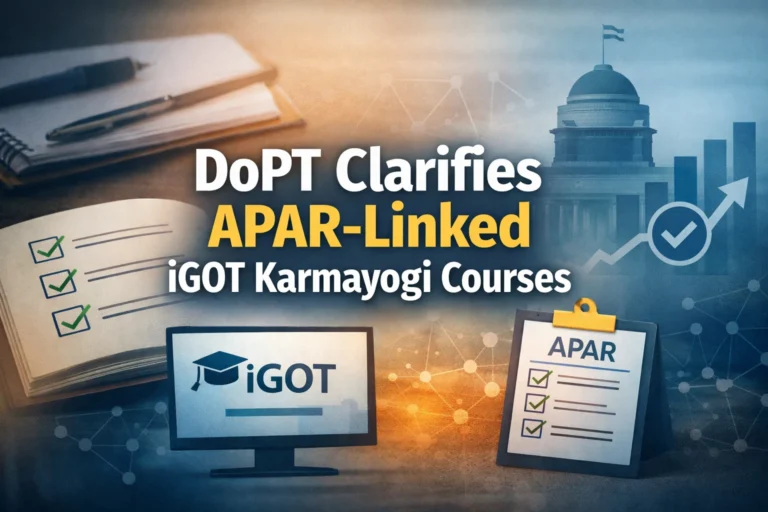 DoPT clarifies that APAR-linked iGOT Karmayogi courses are mandatory for Central Government employees and may be extended to autonomous bodies.