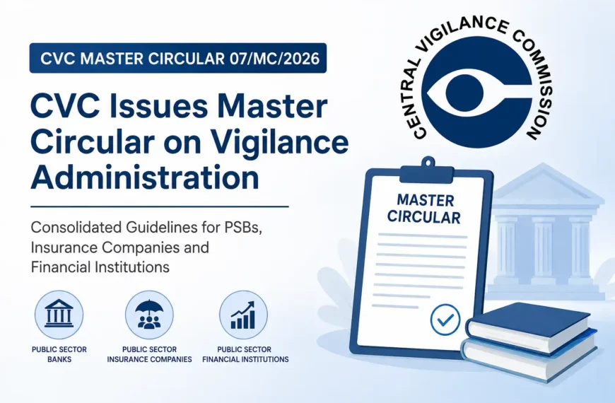 CVC Issues Consolidated Master Circular on Vigilance Administration for PSBs, Insurance Companies and Financial Institutions