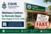 CGHS Wellness Centres to Remain Open Aug 27-31, 2026