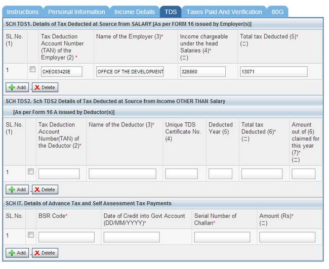 New Online Income Tax Return Filing tool - File ITR-1 Assessment Year 2013-14